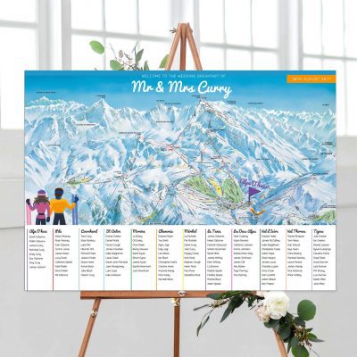 Ski Themed Table Plan designed by Rodo Creative in Manchester