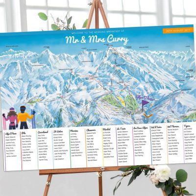 Ski Themed Table Plan designed by Rodo Creative in Manchester