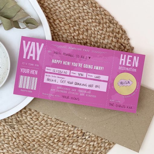 Hen Party Scratch Off Boarding Pass - Designed by Rodo Creative