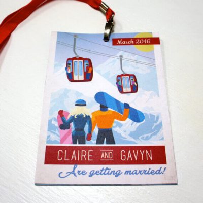 Ski Pass Lanyard Wedding Invitations Designed by Rodo Creative