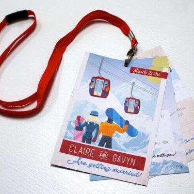 Ski Pass Lanyard Wedding Invitations Designed by Rodo Creative