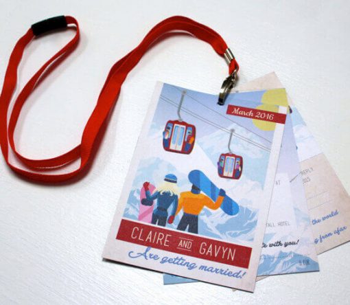 Ski Pass Lanyard Wedding Invitations Designed by Rodo Creative