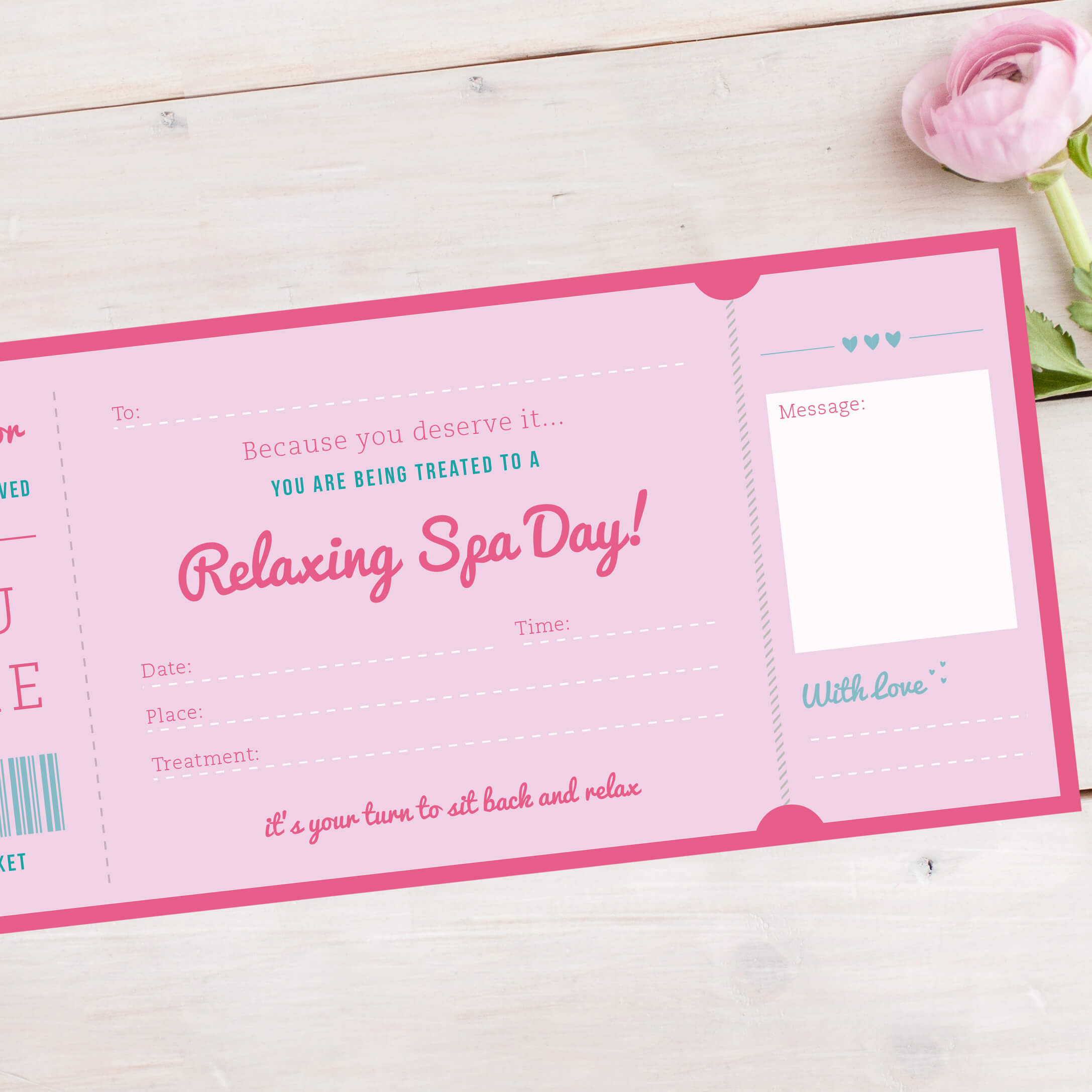 Spa Day Treatment Ticket Gift designed by Rodo Creative in Manchester