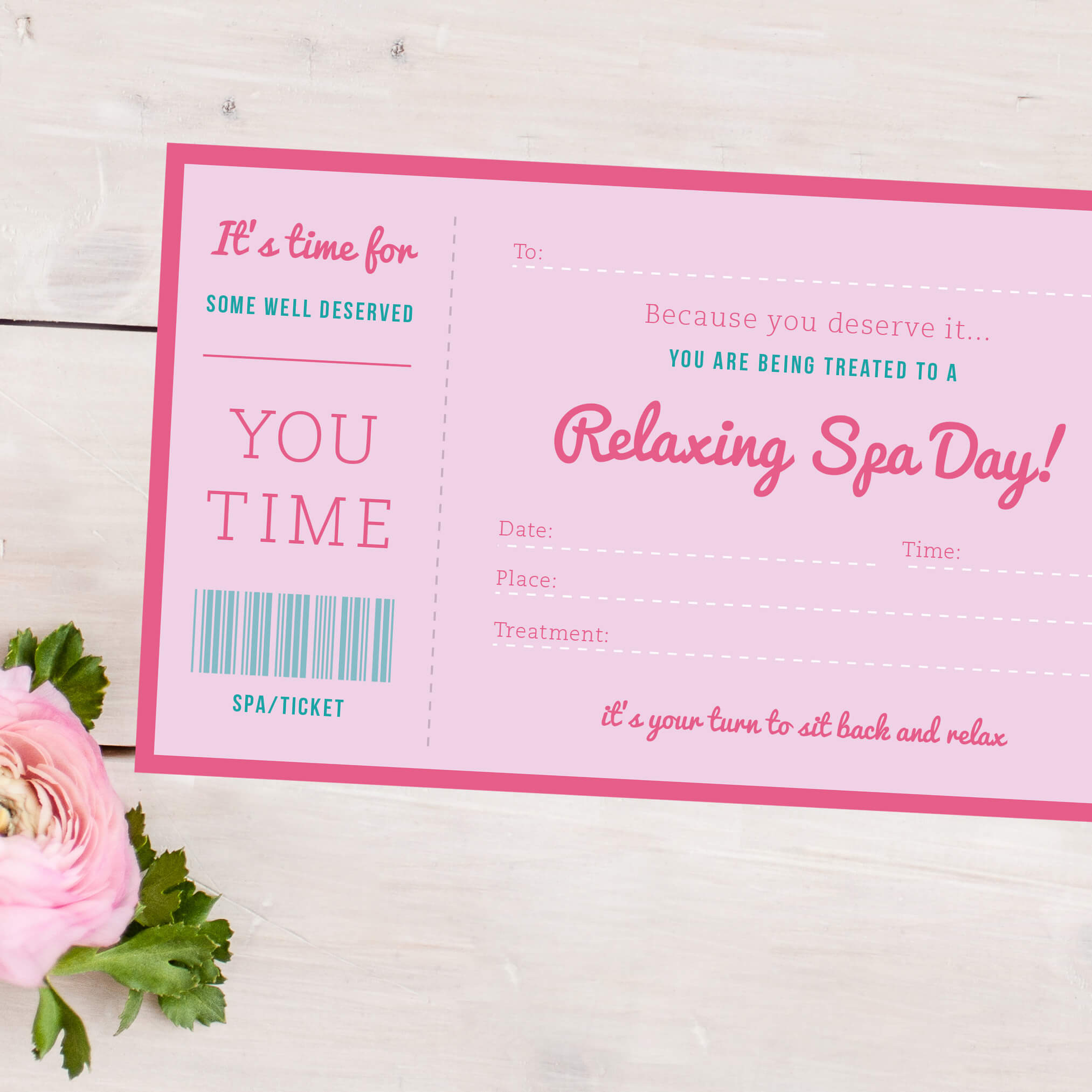 Spa Day Treatment Ticket Rodo Creative