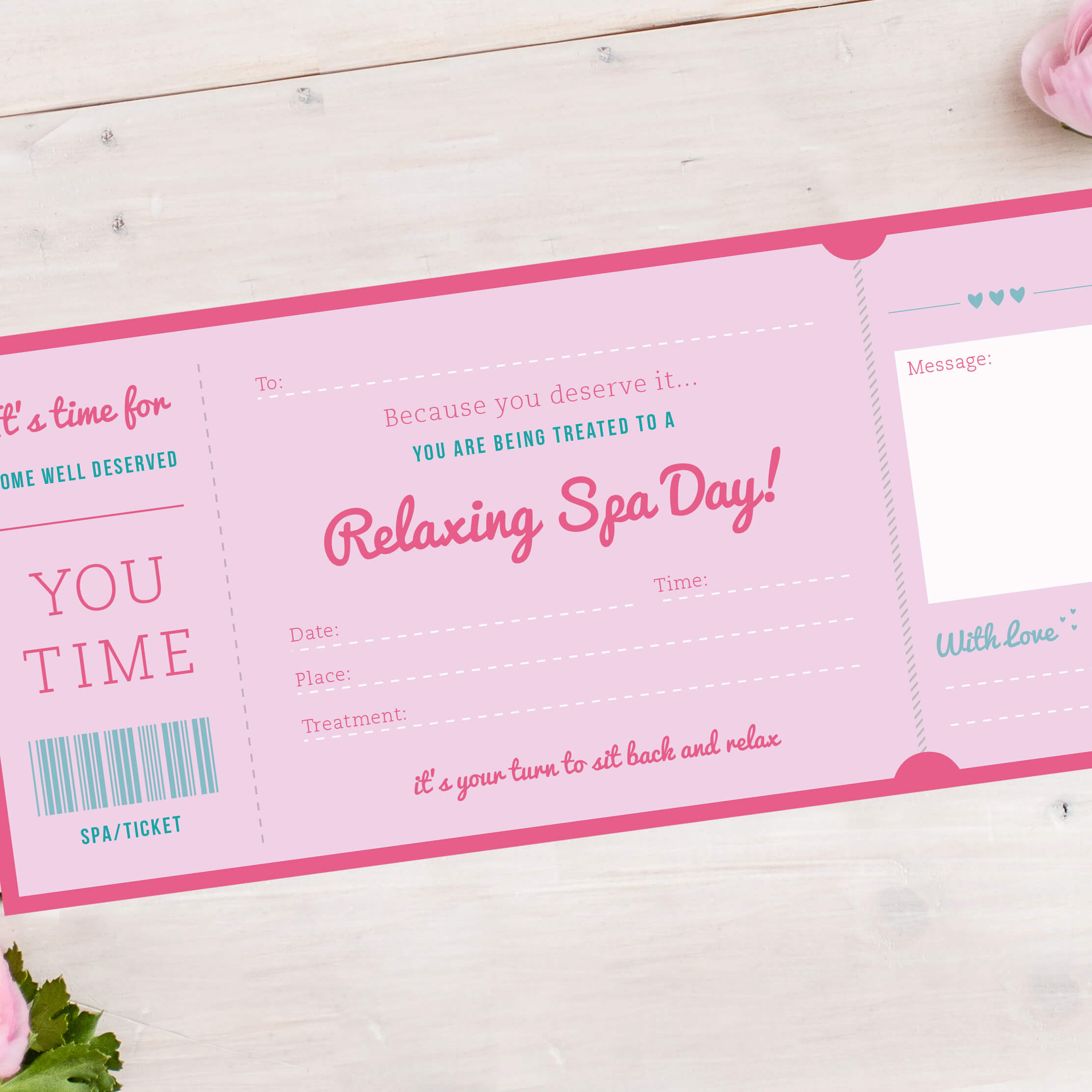 Spa Day Treatment Ticket Rodo Creative