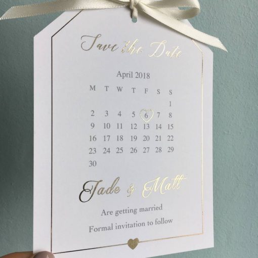 Gold Foil Save The Date Tag - Designed by Rodo Creative