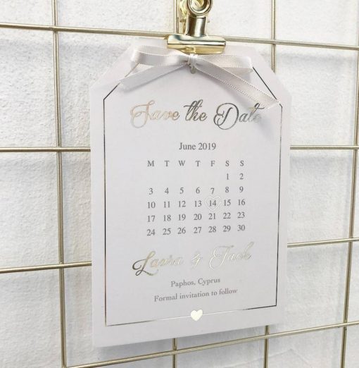 Gold Foil Save The Date Tag - Designed by Rodo Creative