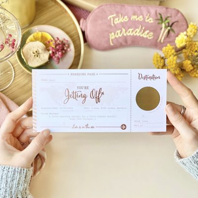 Love Is In The Air Foiled Scratch off Boarding Pass - Designed by Rodo Creative