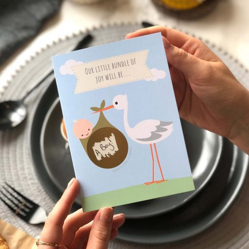Baby Gender Announcement Stork Card - Designed by Rodo Creative