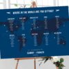50s Air travel table plan, navy blue and white by Rodo Creative