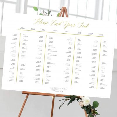 Elegant Gold Table Plan - Designed by Rodo Creative in Manchester