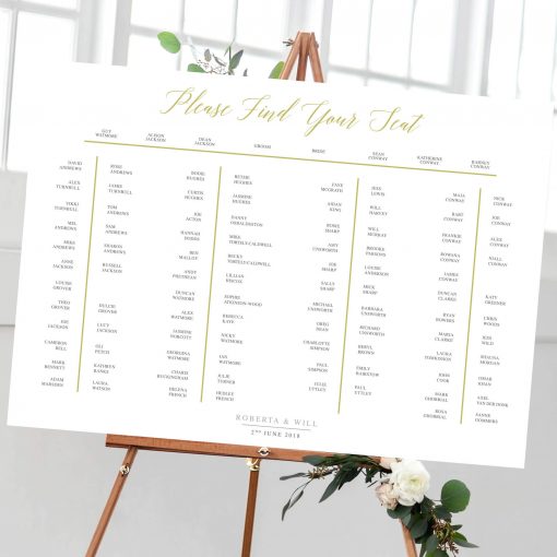 Elegant Gold Table Plan - Designed by Rodo Creative in Manchester