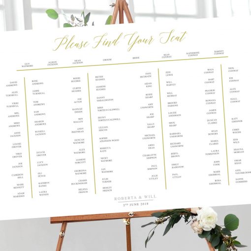 Elegant Gold Table Plan - Designed by Rodo Creative in Manchester