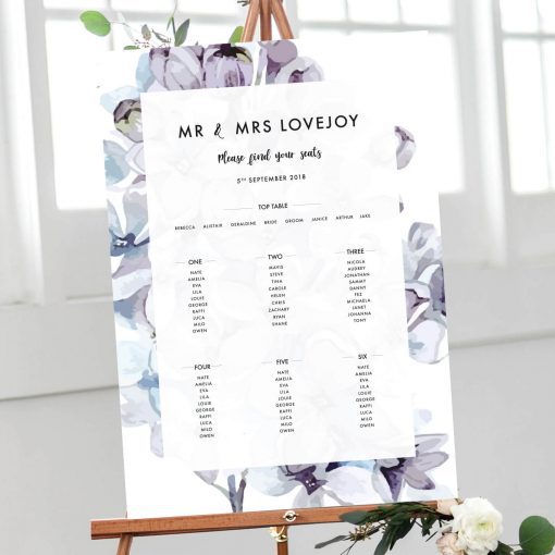 Lilac Petals Table Plan - Designed by Rodo Creative in Manchester