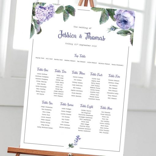 Wild Roses Table Plan - Designed By Rodo Creative in Manchester