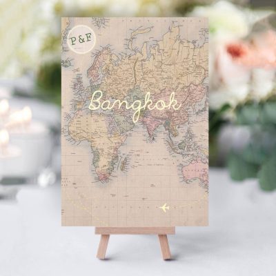 Vintage Map table names - Designed by Rodo Creative in Manchester