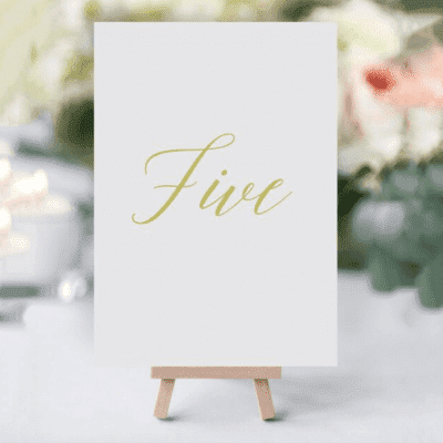 Elegant Gold Table Numbers - Designed by Rodo Creative in Manchester