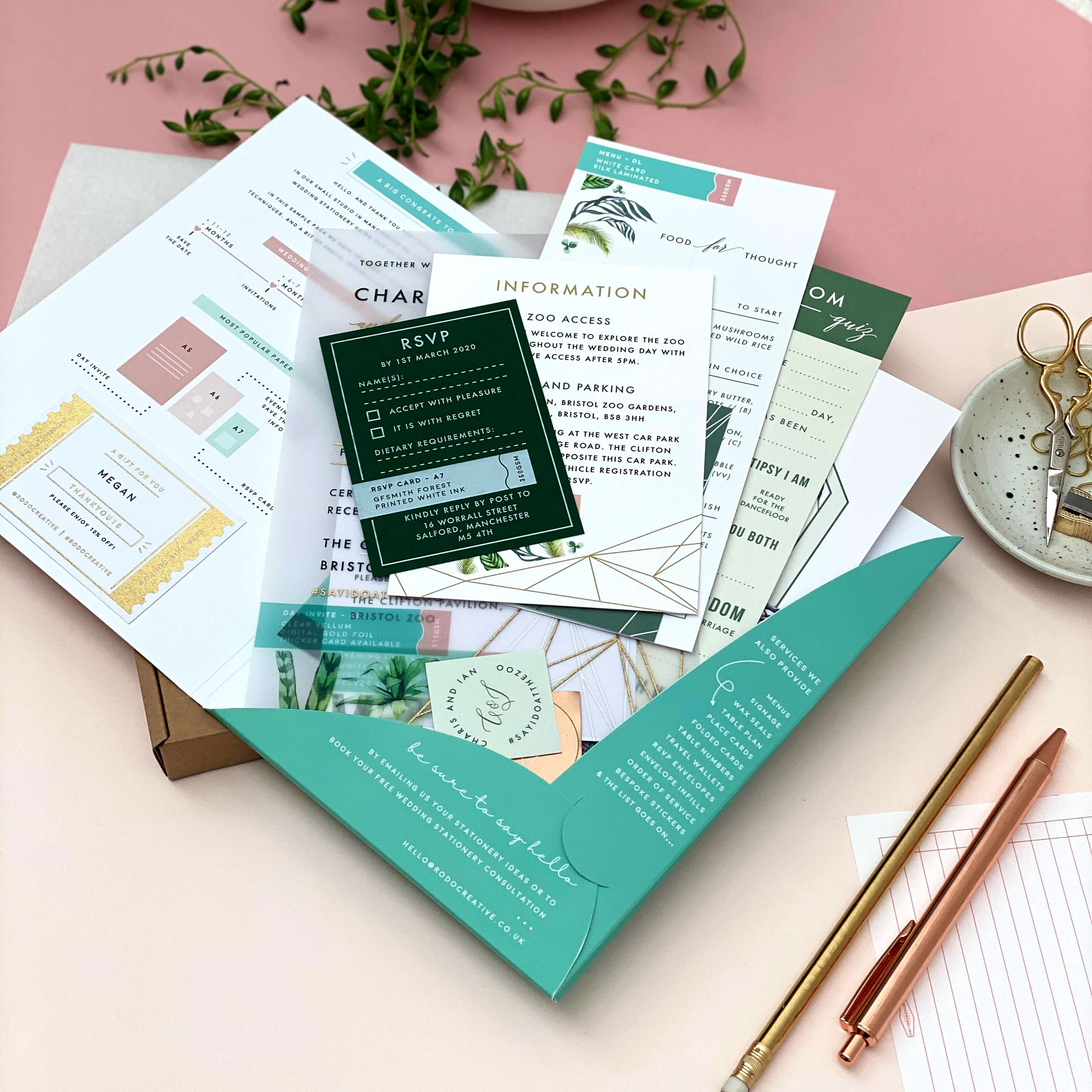 Sample Pack of Beautiful Wedding Stationery Designed By Rodo Creative