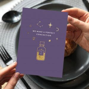 We Make The Perfect Concoction Gold foiled card - Designed by Rodo Creative Manchester