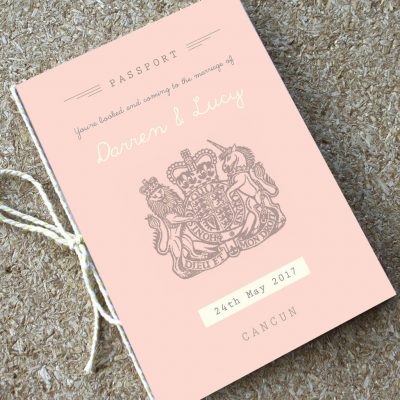 Blush Passport Wedding Invitation Designed by Rodo Creative Manchester