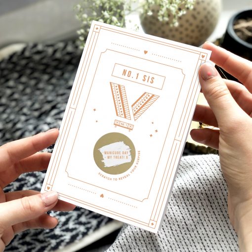 No.One Sister Medal Scratch Card - Designed by Rodo Creative in Manchester