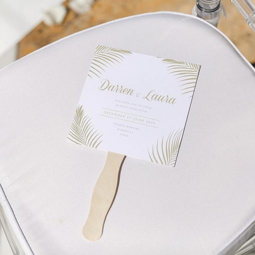 Palm Leaf Order of Service Fan - Perfect for an abroad wedding - Designed by Rodo Creative