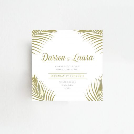 Palm Leaf Order of Service Fan - Perfect for an abroad wedding - Designed by Rodo Creative