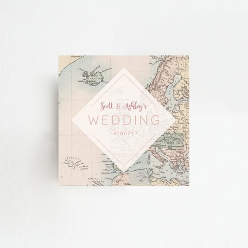 Travel Map Order of Service Fan - Perfect for an abroad wedding - By Rodo Creative