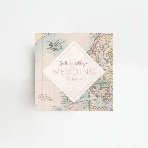 Travel Map Order of Service Fan - Perfect for an abroad wedding - By Rodo Creative