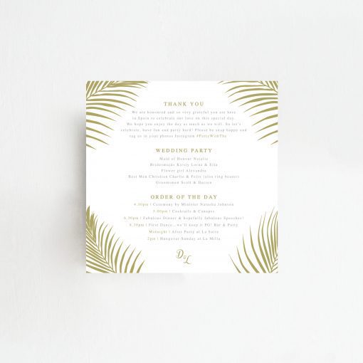 Palm Leaf Order of Service Fan - Perfect for an abroad wedding - Designed by Rodo Creative