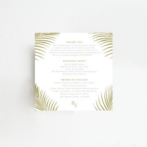 Palm Leaf Order of Service Fan - Perfect for an abroad wedding - Designed by Rodo Creative