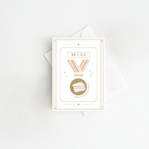 No.One Sister Medal Scratch Card - Designed by Rodo Creative in Manchester