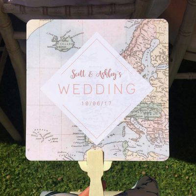 Travel Map Order of Service Fan - Perfect for an abroad wedding - By Rodo Creative