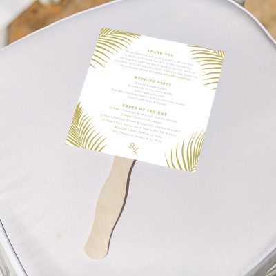 Palm Leaf Order of Service Fan - Perfect for an abroad wedding - Designed by Rodo Creative