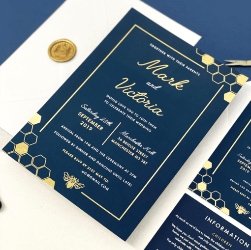 Manchester Bee Wedding Invitations - Perfect for a Manchester wedding. Designed by Rodo Creative