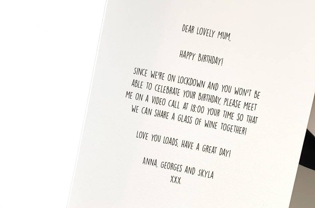 Post Direct and let us print a gift message on the inside of your card for you. By Rodo Creative in Manchester