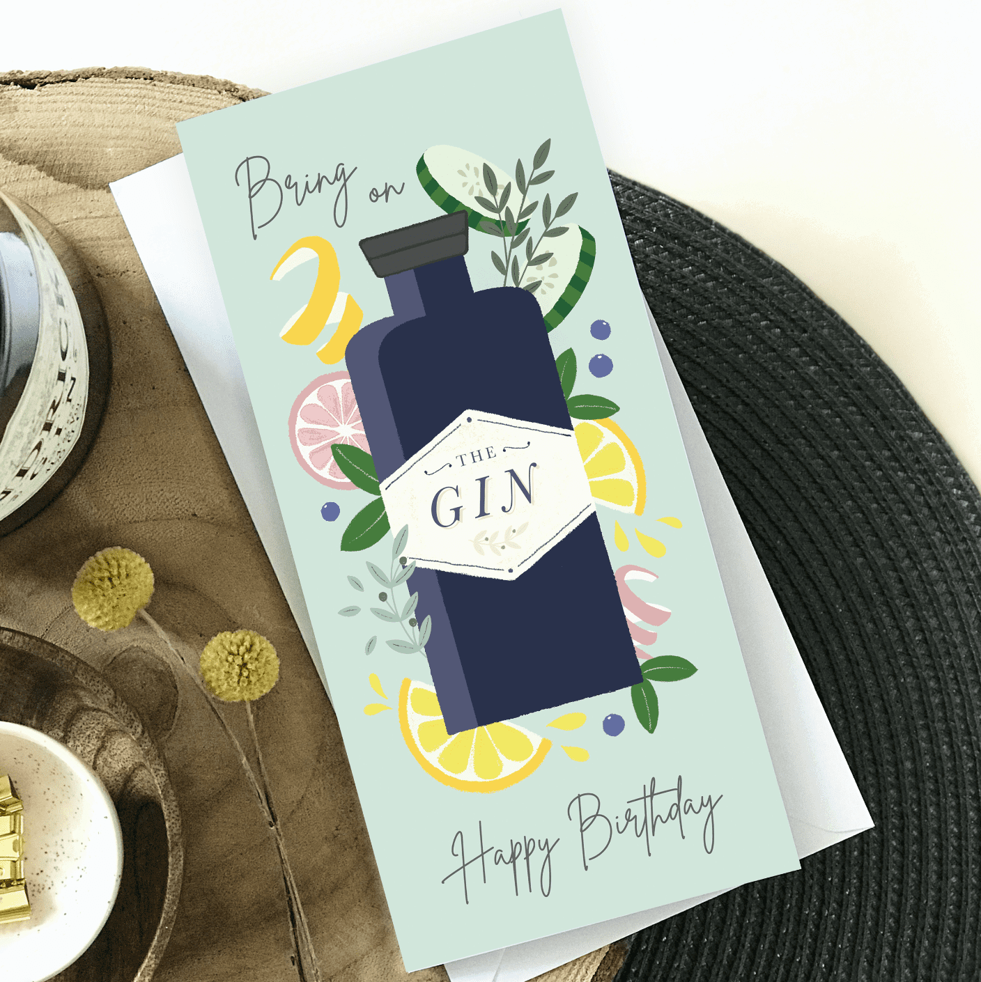 Illustrated Birthday Gin Card Designed by Rodo Creative