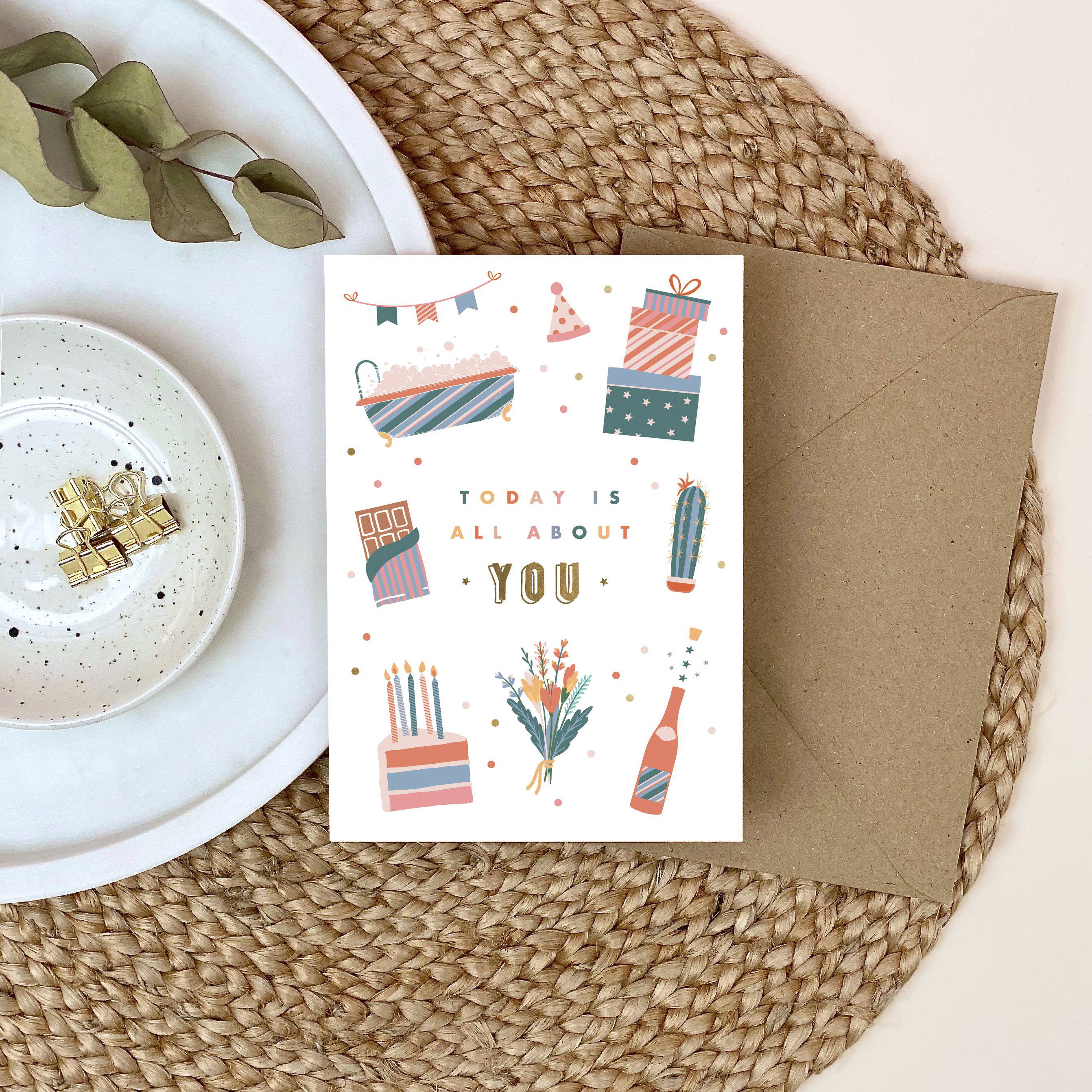 All About You Birthday Card with Gold Foil - Designed by Rodo Creative