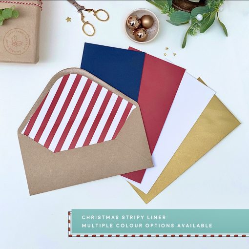 Christmas Stripy Liner DL Envelopes - Designed by Rodo Creative - Wedding stationery and greetings card design