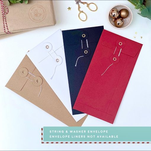 Christmas DL String & Washer Envelopes - Designed by Rodo Creative - Wedding stationery and greetings card design