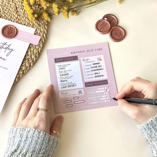 Birthday Menu With Fun Quiz Card - Designed by Rodo Creative