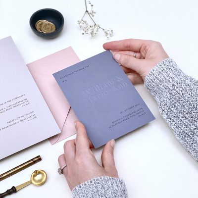 Minimal Blind Embossed Save the Date designed by Rodo Creative