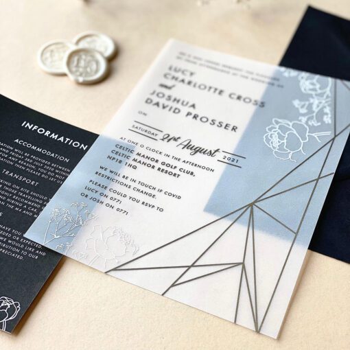 Gypsophila Geometric Vellum - beautiful wedding invitations by Rodo Creative