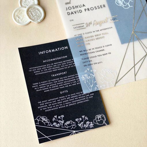 Gypsophila Geometric Vellum - beautiful wedding invitations by Rodo Creative