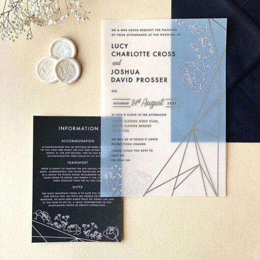 Gypsophila Geometric Vellum - beautiful wedding invitations by Rodo Creative