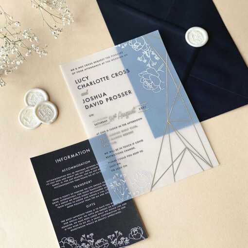 Gypsophila Geometric Vellum - beautiful wedding invitations by Rodo Creative