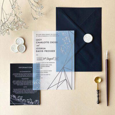 Gypsophila Geometric Vellum - beautiful wedding invitations by Rodo Creative