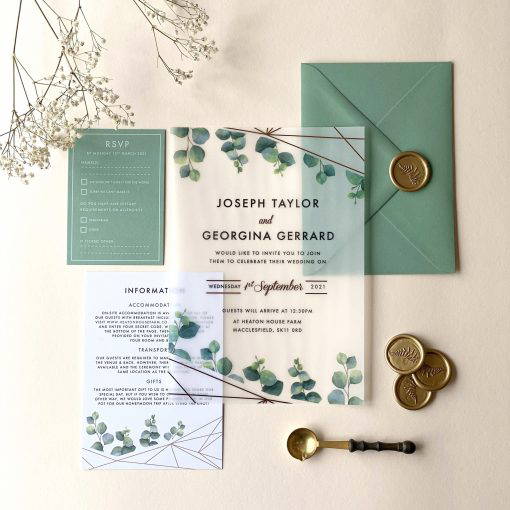 Botanical Geometric Vellum Invitation - Designed by Rodo Creative