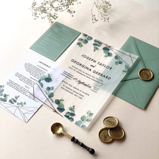 Botanical Geometric Vellum Invitation - Designed by Rodo Creative