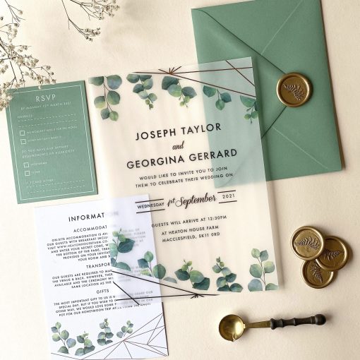 Botanical Geometric Vellum Invitation - Designed by Rodo Creative